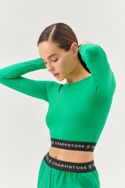 Лонгслив укороченный Logomania (травяной)